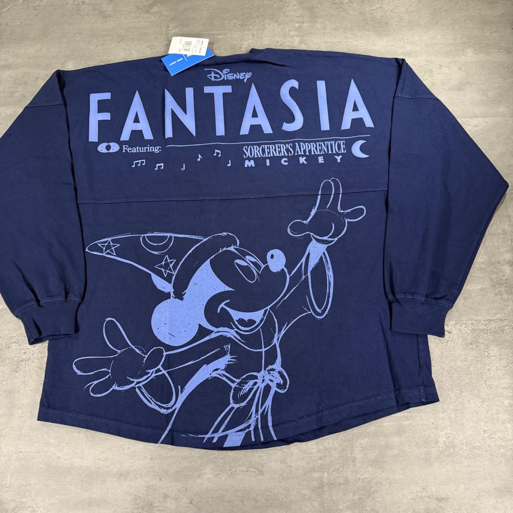 Fantasia Spirit Jersey Shirt Unisex Large Sorcerer Mickey Midnight Blue NEW